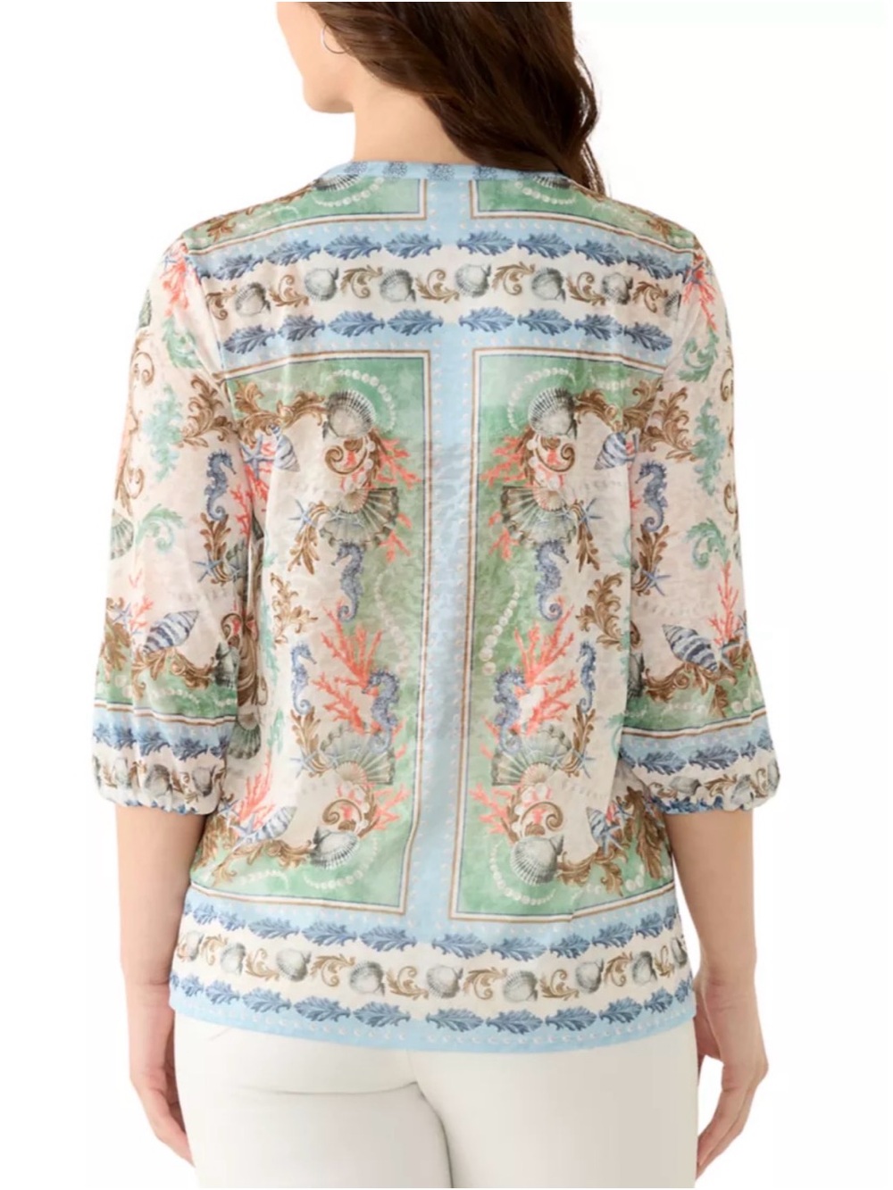 Ruby Rd. Pastel Multi Printed Split-Neck Tunic - Picture 2 of 3